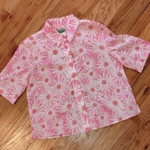 United Colors Of Benetton Pink Floral Button Down Shirt